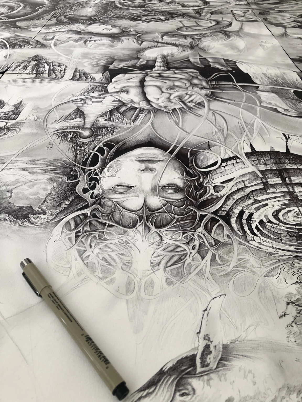 Close view of a ParadigmStories drawing in progress with pen