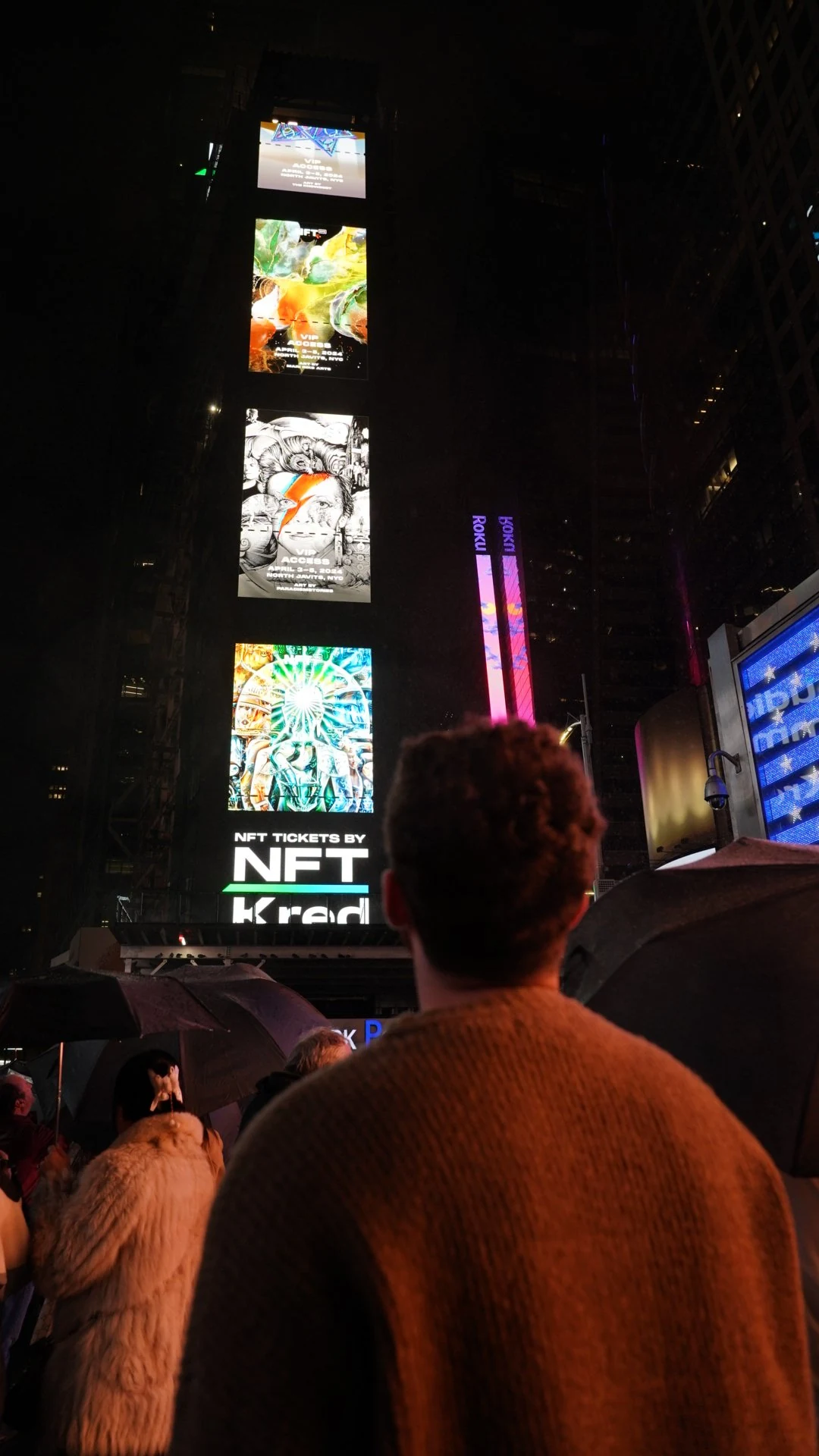 ParadigmStories NFT ticket on Times Square
