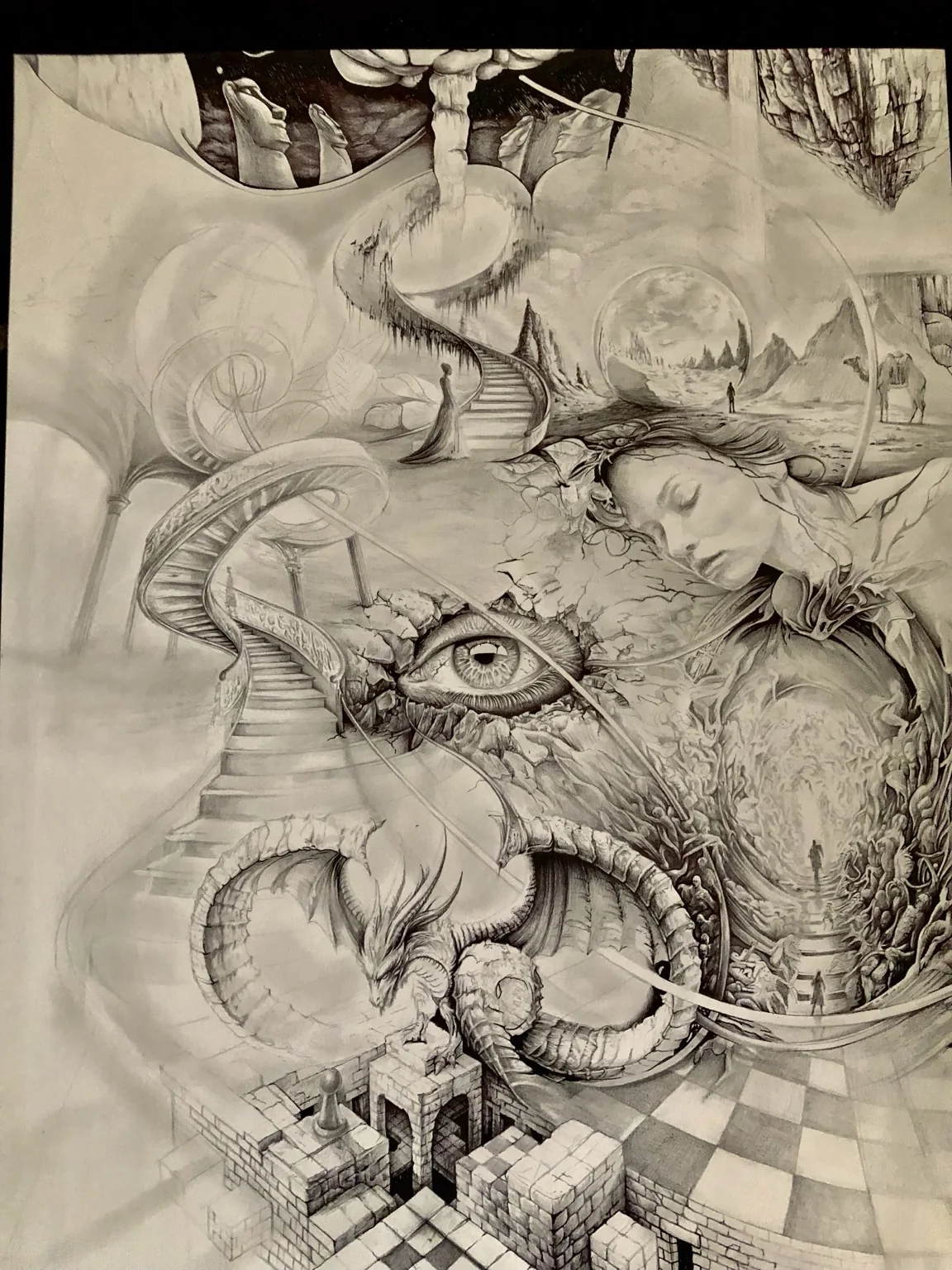 Threshold of Becoming physical drawing detail